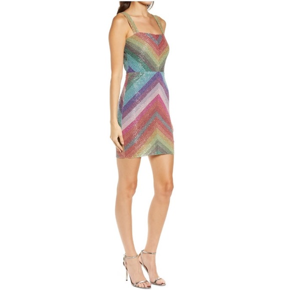 SAYLOR Kourtney Stripe Body-Con Rainbow Dress NWT - Picture 4 of 8